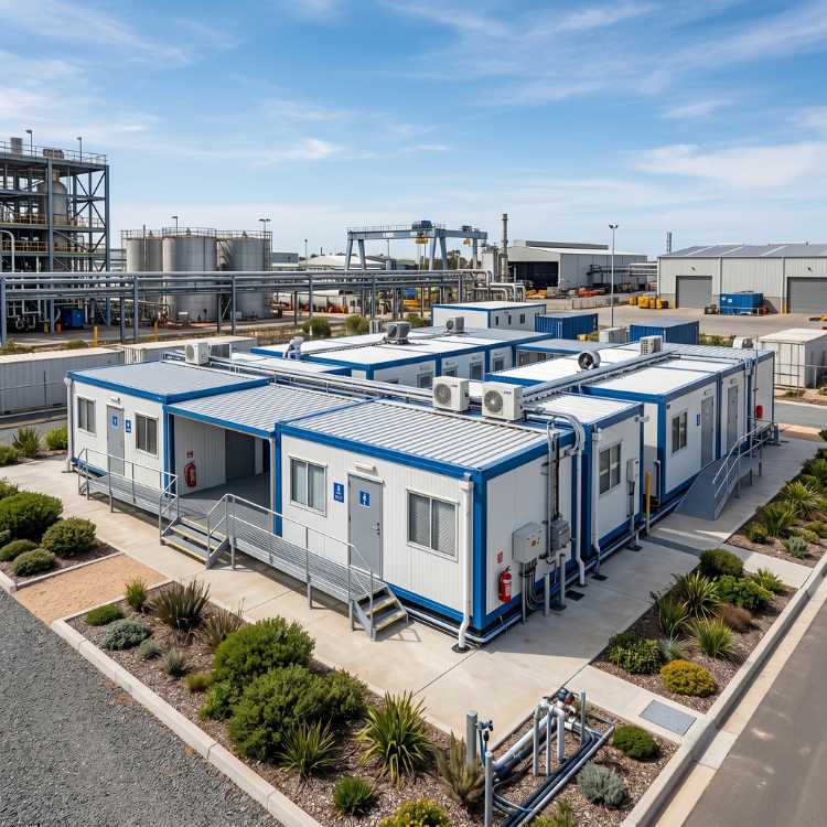 Modern modular cabin deployment by WinaSpace at project site